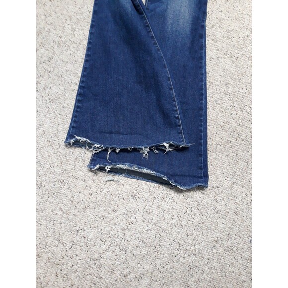 XL Judy Blue Dark Wash Bib Overalls Flare Raw Hem - Picture 4 of 9